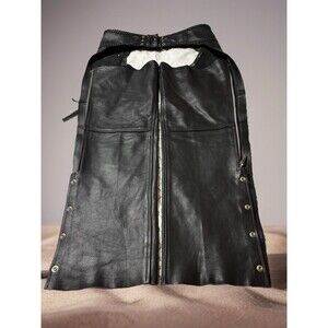 ATL Genuine Leather Motorcycle Riding Chaps Men’s 2XL Biker Gear Black Lined